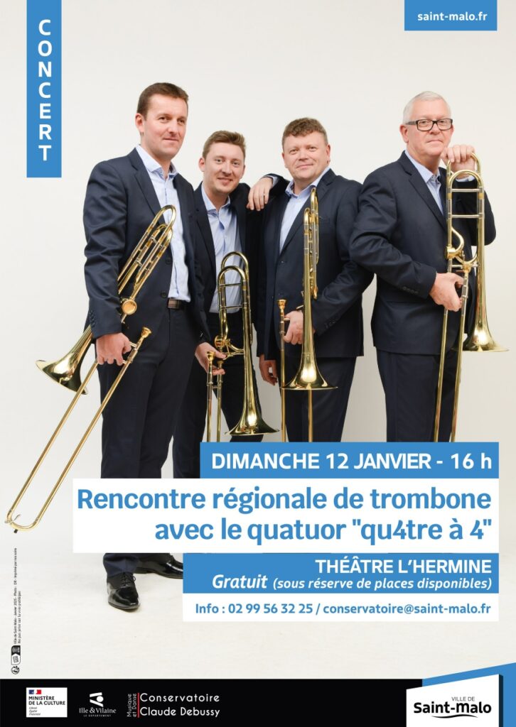 Rencontre régionale de trombone avec le quatuor "qu4tre... Le 12 janv 2025