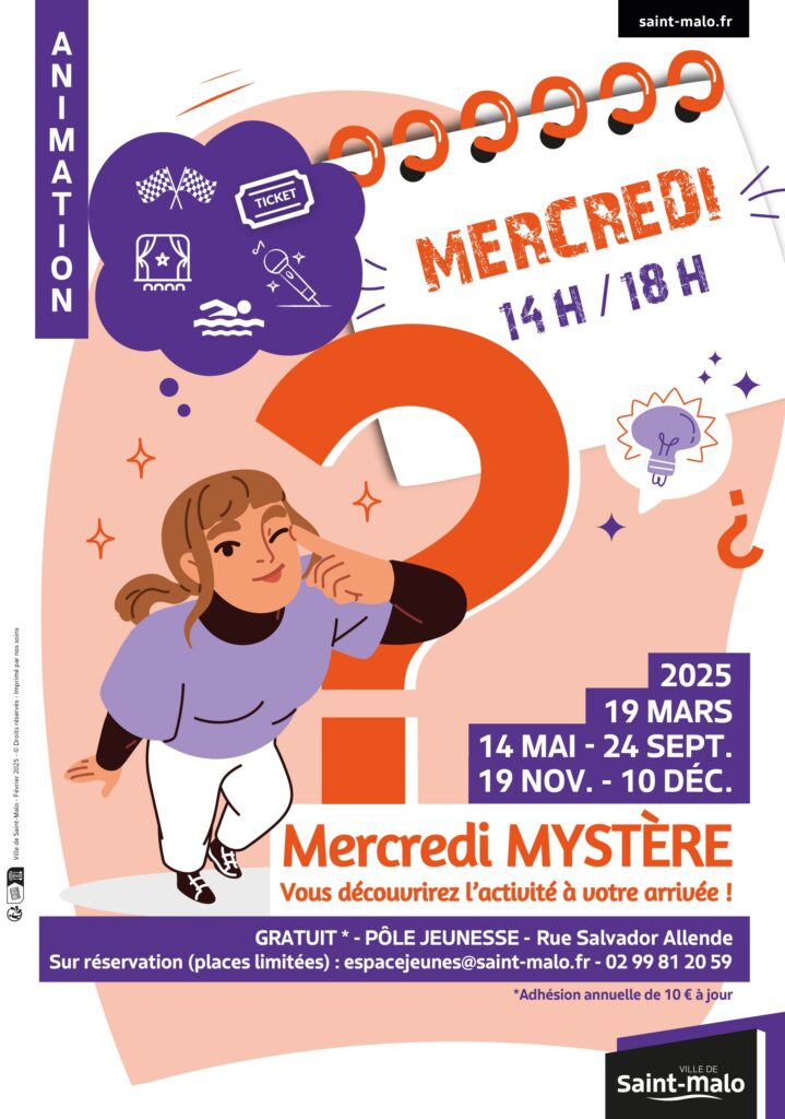 Mercredi MYSTÈRE, Vous découvrirez l’activité à votre arrivée !